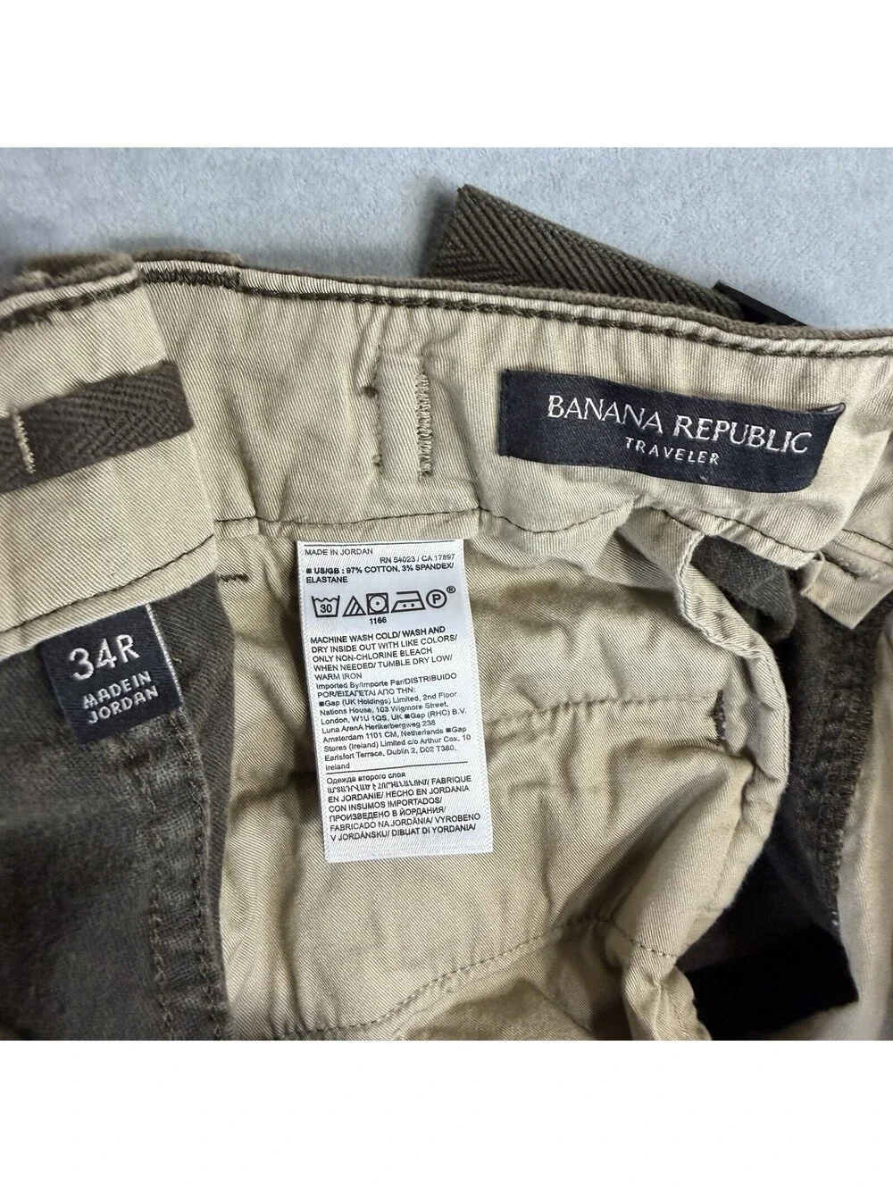 Banana Republic Traveler Cargo Pants Mens 34R Brown Moleskin Utility Surplus